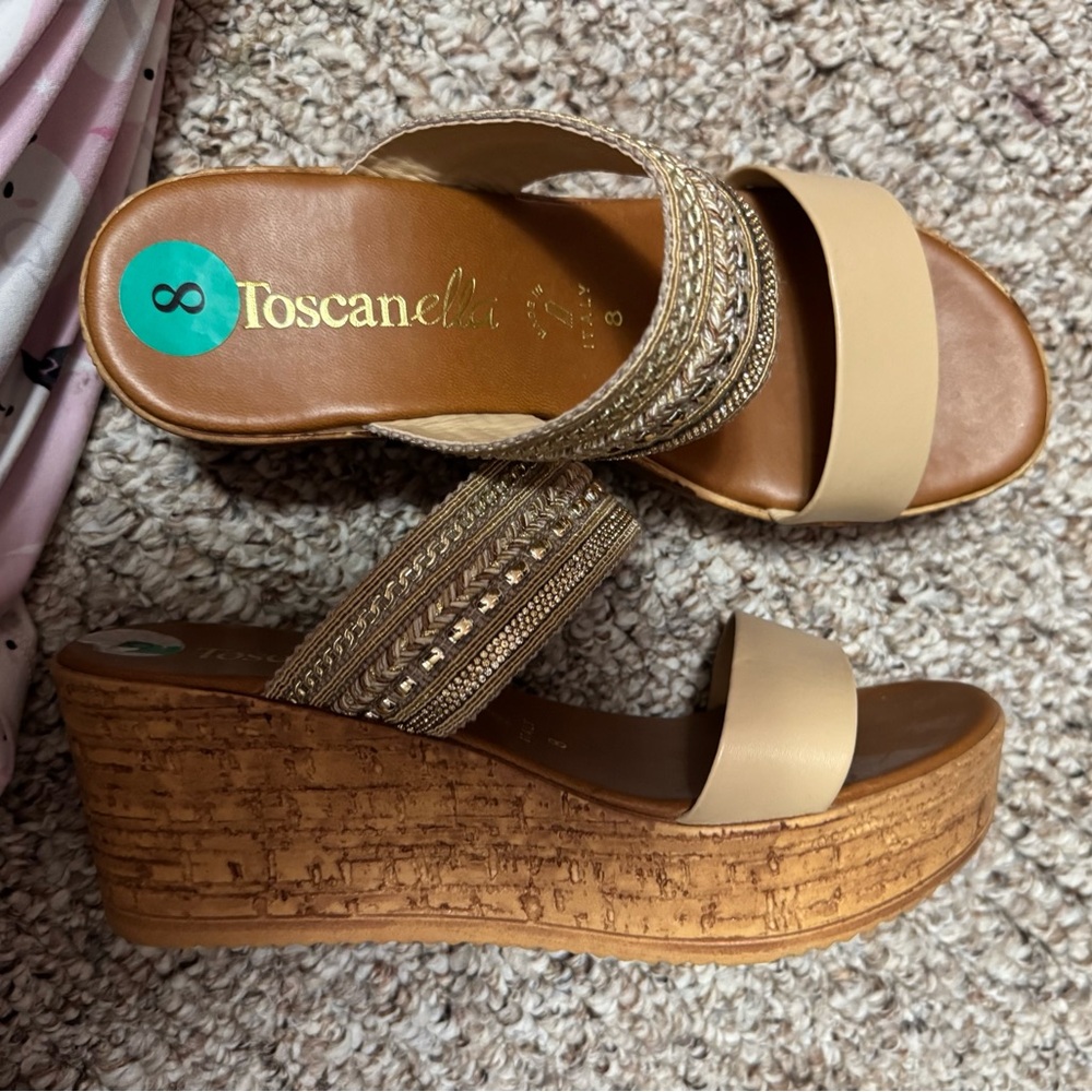 Beige Wedge Sandals